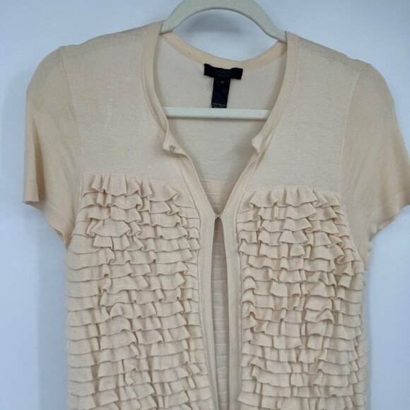 J. CREW Cream Tiered Ruffle Open Front Top Woman’s size medium - Picture 6 of 8